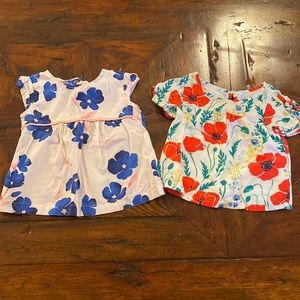 Baby Girls Floral Lightweight Floral Short Sleeve Blouses, Size 12 Months